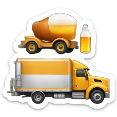 a truck with a trailer that looks like a beer sticker