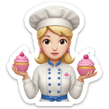 Pink chef hat princess peach with a hand sticker