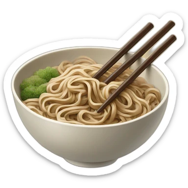 bowl of japanese buckwheat soba noodles with chopsticks sticker