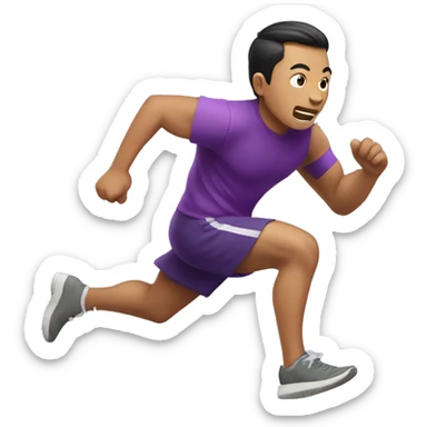 liuxiang running fast with purple shrt sticker
