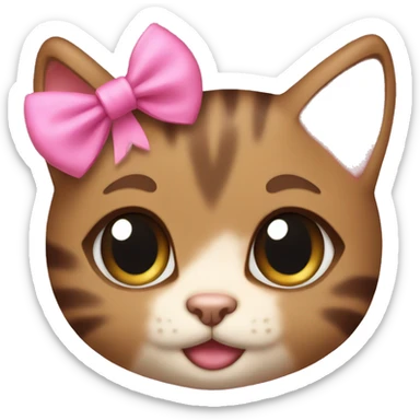 Little brown female kitten with a pink bow in her head sticker