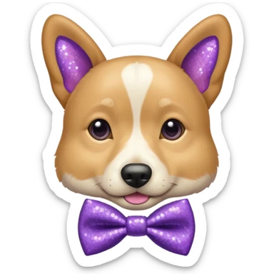 Cachorro adulto com gravata roxa com glitter sticker