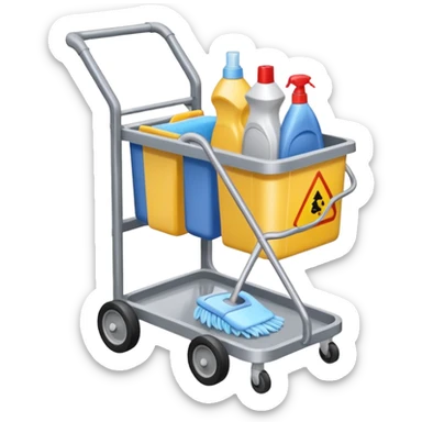 cleaning cart grey color sticker