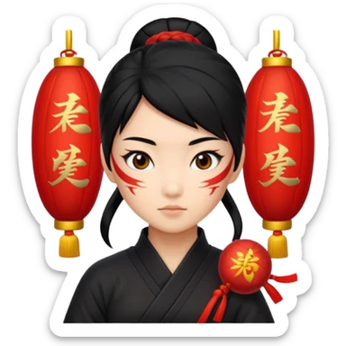 Ninja Girl ,Chines new years sign sticker