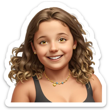 happy girl indoors with jewelry sticker