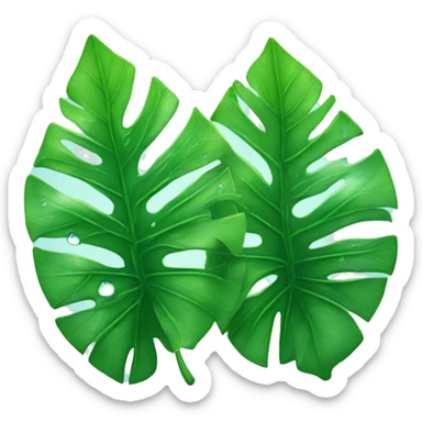 Tropical leaves with water droplets in a bright light sticker