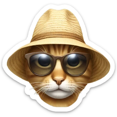 Cat wearing a sun hat and sun glasses sticker