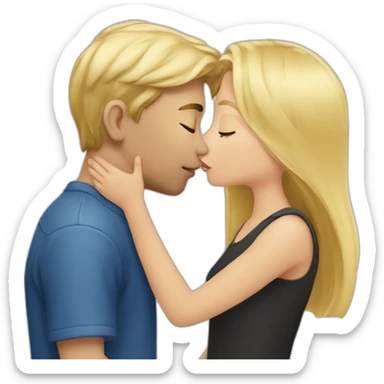 a blonde girl kissing blond europeen boy sticker
