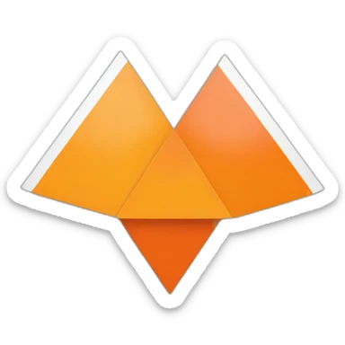 Square flag split into 2 triangular halves with one white half and one orange half sticker