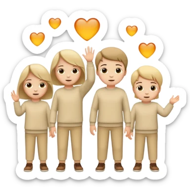 A lot of white children in beige clothes are playing sticker