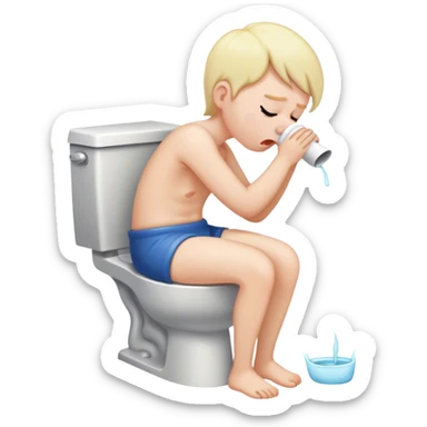 Someone vomiting into a toilet sticker