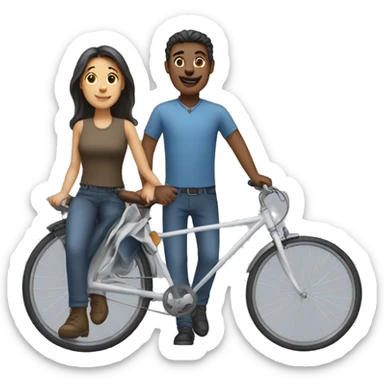 2 people one is male and one is female on a bicycle  sticker