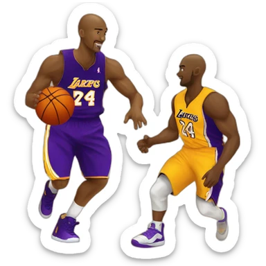 Kobe and Cat Playing Basketball sticker
