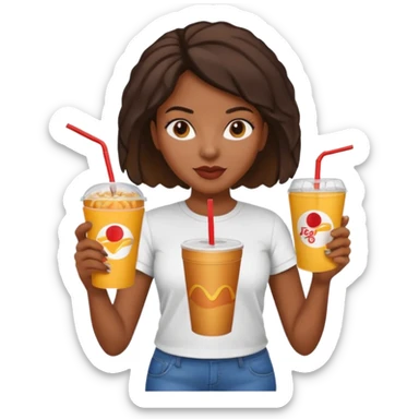 black woman holding fastfood drink sticker