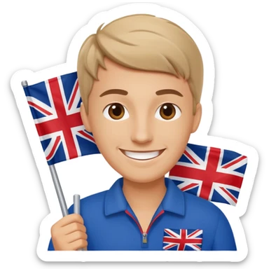 a tourist with an English flag sticker