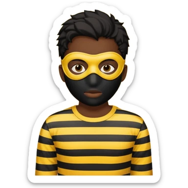 A Robber that just robes a baño that has yellow and black stripes sticker
