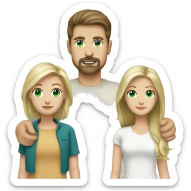Brown hair green eyes goatee man with blonde girl blue eyes sticker