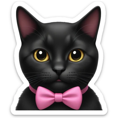 black cat with pink bow tie sticker