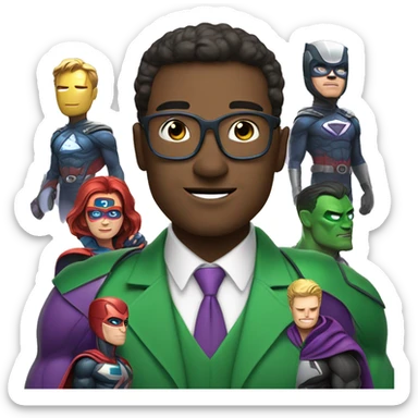 CISO in green/purple branding looks happy with the superheroes of Wortell (W letter) that takes his worries away sticker