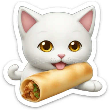 kitten eating shawarma roll sticker