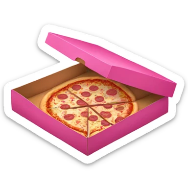 Realistic Pink empty open pizza box isolated.  sticker