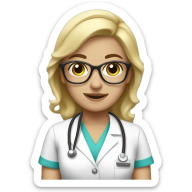 Blonde nurse with glasses sticker