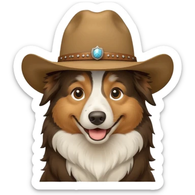 Collie Dog in cowboy hat smiling sticker