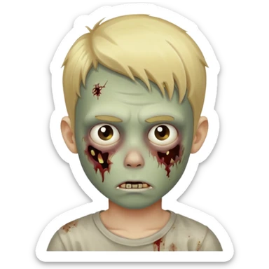 boy zombie with blonde hair no expressions sticker