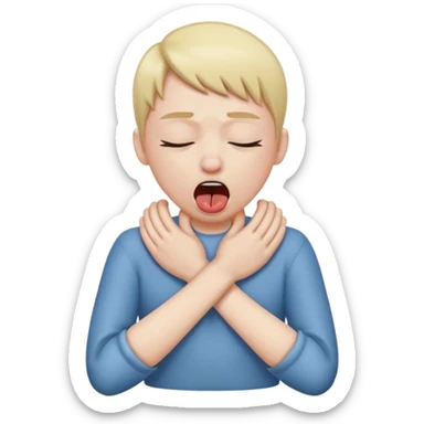criss cross hands around throat choking self emoji tongue out with eyes shut sticker