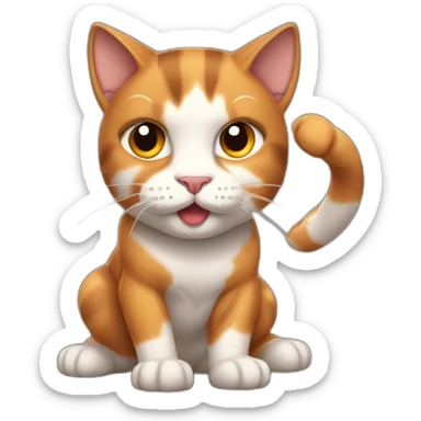 A muscular calico cat flexing sticker