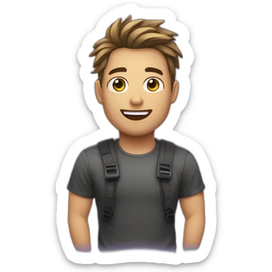 emoji de un chico con poco pelo haciendo stream de twitch sticker
