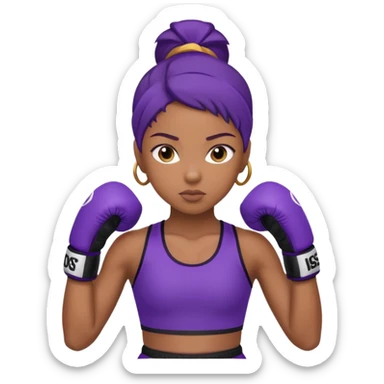 now make a girl whose black in purple kickboxin sticker