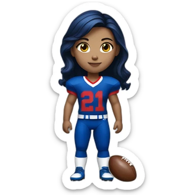 Girl with blond black hair and white skin wearing crimson and ultramarine football uniforms sticker