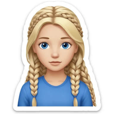 Blonde balayage long hair half braids women blue eyes  sticker