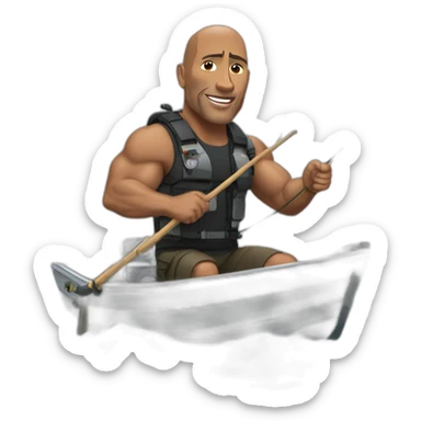The rock Dwayne Johnson fishing in small boat sticker