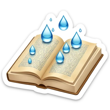 Water drops on open book sticker