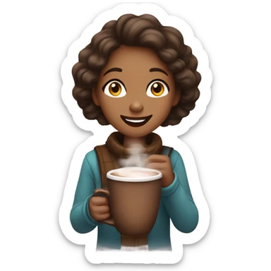 A girl drinking hot chocolate  sticker