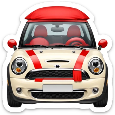 Mini one rot mit schwarzen Streifen Auf der Haube sticker