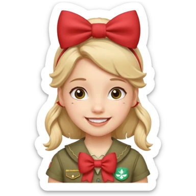 scout girl with bow on hair sticker