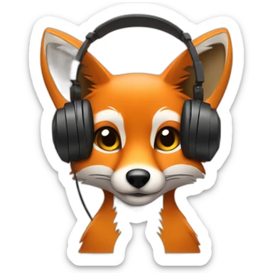 fox listening to music on headphones sticker