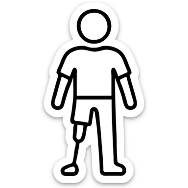 outlined icon of a man with a peg leg sticker
