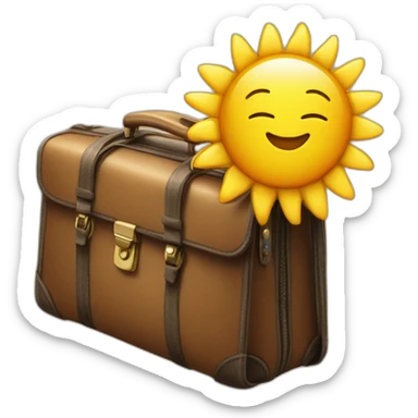 sunshine with face and a briefcase sticker