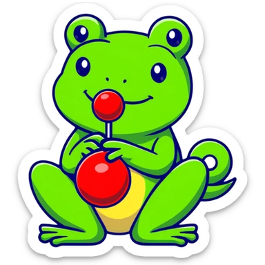 Frog licking lollipop sticker