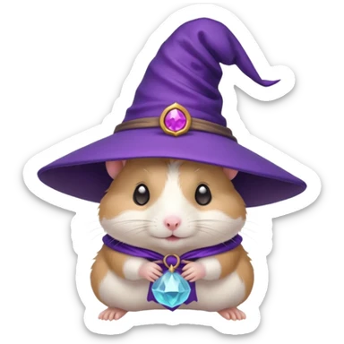 cute hamster wearing a purple witch hat sticker