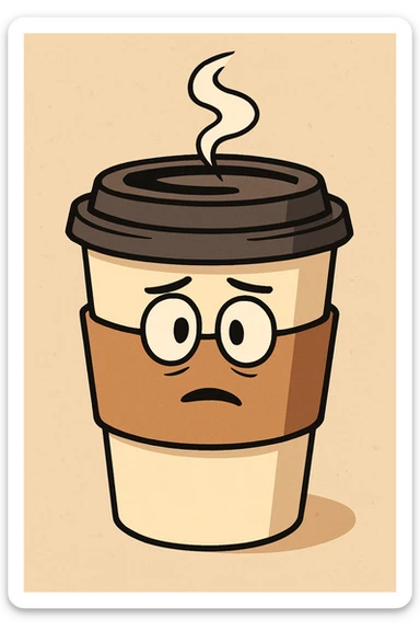 a to-go cup with a hot beverage sleeve, simple and iconic sticker