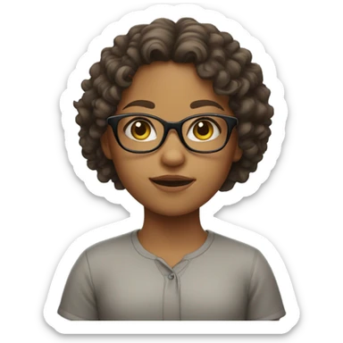 Curly hair young girl with glasses sticker