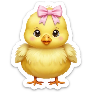 Baby chick with light pink bow sticker
