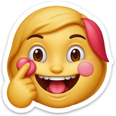 Emoji dragueur qui se mort le doigt en souriant avec les joues roses sticker