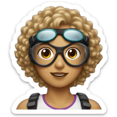 Girl with curly hair and goggles sticker