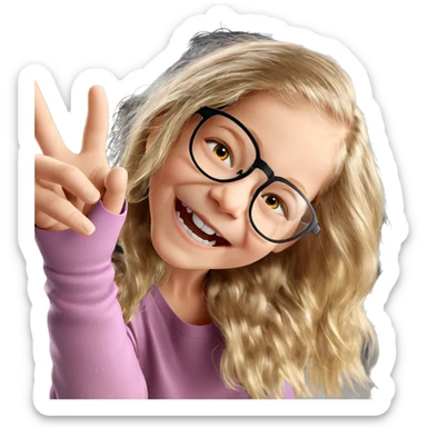 happy girl with glasses sticker